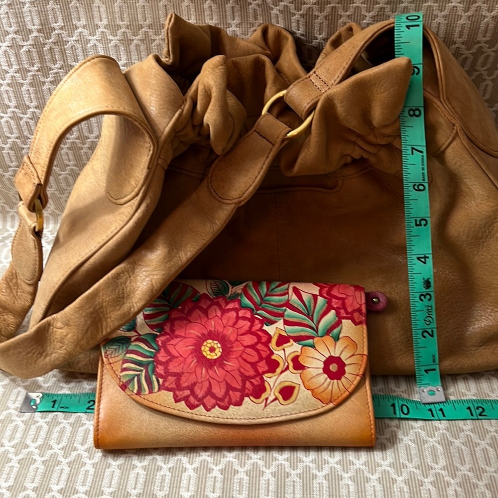 HOBO brushed leather shoulder bag with free anuschka wallet